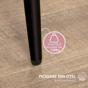 Set 2 Scaune Tapitate din Catifea, Design Nordic și Ergonomic, 52x54x79 cm, Roz - Img 5