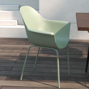 Set 4 Scaune de Exterior 59x55x84 cm din PP și Oțel Verde - Img 6