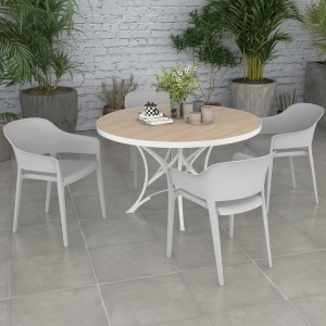 Set 4 Scaune Gradina PP Exterior – Spatar inalt & Cotiera, Stivuibile - Img 7
