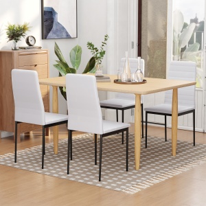 Set 4 Scaune Moderne – Alb, Metal & Textil pentru Camera de Zi - Img 8