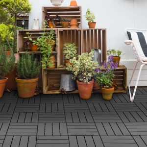 Set 9 Caramizi de Cuplat pentru Terasa 30x30x2cm, 0.81 mq, Negru - Img 2