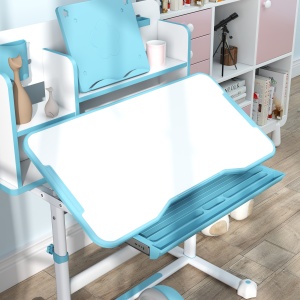 Set Birou și Scaun pentru Copii 3-12 Ani, Reglabil pe Înălțime cu Blat Înclinabil 0-45° 80×55×107,5 cm, Albastru - Img 8