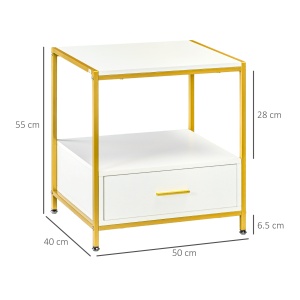 Set de 2 Masute Noptiere Moderne Noptiere cu Sertar Raft Organizatoare de Depozitare pentru Dormitor Camera de Zi Alb pentru sufragerie camera de zi dormitor - Img 3