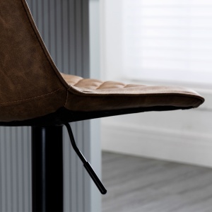 Set de 2 Scaune Înalte de Bar cu Înălțime Reglabilă, Rotative cu Bază din Oțel, 46,5x51x86-106 cm, Maro Închis - Img 8