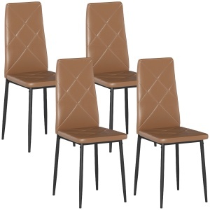 Set de 4 scaune de sufragerie cu spatar inalt, 41x50x97cm, maro - Img 1
