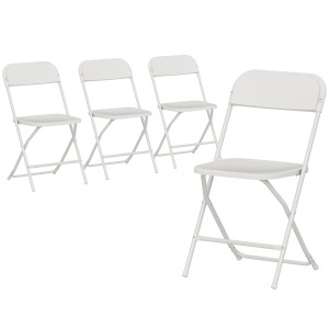 Set de 4 Scaune Pliabile cu Găuri de Drenaj din Plastic și Metal, 45x49x79.5 cm, Alb - Img 1