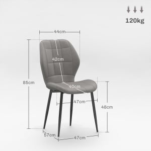 Set de 4 scaune, stil modern, cu spătar și picioare din oțel, gri deschis - Img 3