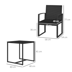 Set de cafea din ratan PP din 3 piese cu perne, Mobilier - Img 3