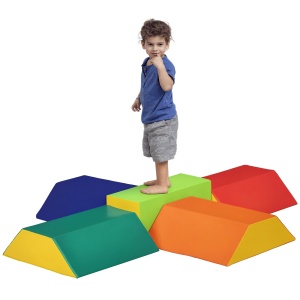 Set de Construcții Moi pentru Copii 1-3 Ani cu 5 Blocuri, 48.3x19.1x48.3 cm, Multicolor - Img 1