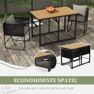 Set de dining din 3 piese din ratan pentru terasa, Masa - Img 5