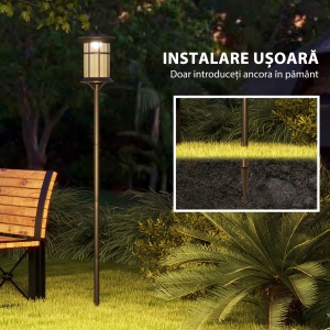 Set de două lampioane solare tradiționale de 1,8m - Negru - Img 7