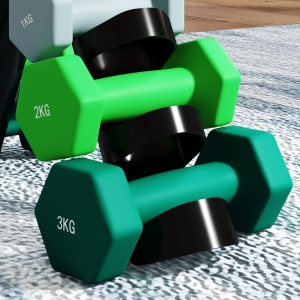 Set de Gantere de Sală cu Suport Pliabil, 2x1 kg, 2x2 kg, 2x3 kg, Gantere Hexagonale de Metal cu Mâner, Antrenament Fitness Acasă, Multicolor - Img 9