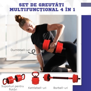 Set de Greutăți pentru Sală 4 în 1 din Plastic și Nisip, Roșu - Img 4
