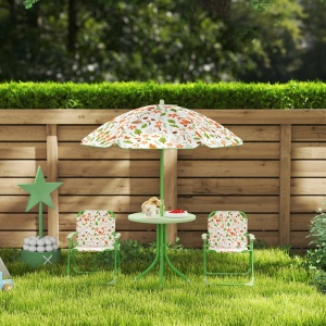 Set de Mobilier de Grădină din 4 Piese cu Masă, Scaune și Umbrelă de Soare Reglabilă, 50xΦ49,5 cm, Verde - Img 9
