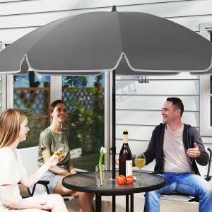 Set de Mobilier de Grădină din 6 Piese cu Umbrelă de Soare, Masă și Scaune Pliante, Ф80x70 cm, Alb Crem - Img 8