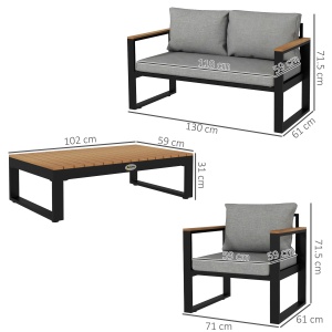 Set din 4 piese de mobilier pentru gradina cu canapea pe - Img 3