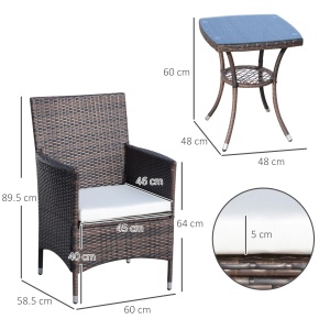 Set Fotolii de Gradina in Rattan cu Masa,Maro - Img 3