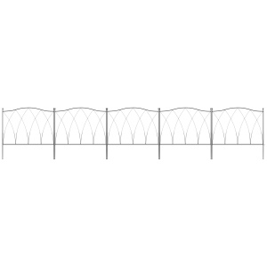 Set Gard de Grădină cu 5 Panouri și Șnururi de Fixare, 305x62 cm, Negru - Img 9