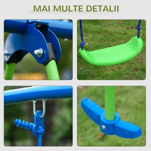 Set Leagăn de Grădină cu Leagăn Dublu și 2 Leagăne Simple, 280x140x178 cm, Verde - Img 7
