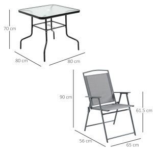 Set Masa cu 4 Scaune de Gradina Pliabile si cu Orificiu pentru Umbrela, Negru - Img 3