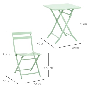 Set Masa si Scaune de Gradina Pliabile din Metal Verde - Img 3