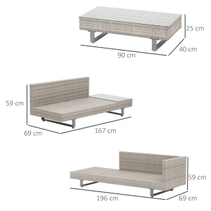 Set Mobilier canapele si masuta pentru Gradina din Ratan Gri - Img 3