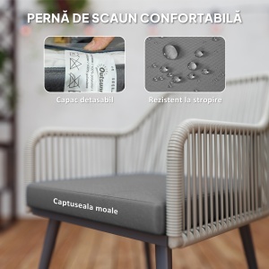 Set Mobilier de Grădină cu Masă Rotundă și 4 Scaune, 54x65x80 cm, Maro Deschis - Img 5