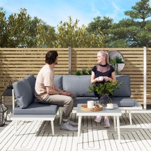 Set Mobilier de Grădină din 3 Piese cu 2 Canapele cu Spătar Reglabil în 5 Poziții și Măsuță, 139x63x65 cm, Gri - Img 2