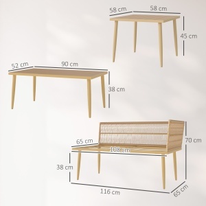 Set Mobilier de Grădină din 4 Piese cu 2 Canapele și 2 Măsuțe de Cafea, 116x65x70 cm, Alb Crem - Img 3
