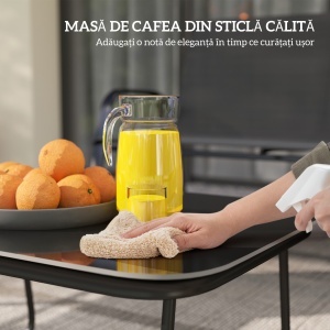Set Mobilier de Grădină din 4 Piese cu Canapea, 2 Scaune Stivuibile și Măsuță de Cafea, 113x66x79 cm, Negru - Img 7