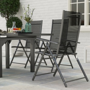 Set Mobilier de Grădină din 7 Piese cu Masă Extensibilă și 6 Scaune Pliabile cu Cotiere, 180/90x90x75 cm, Gri - Img 8