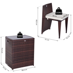 Set Mobilier pentru Grădină din Poly Ratan și Fier 3buc Set Masă și Scaune pentru Grădină Maro și Bej - Img 3