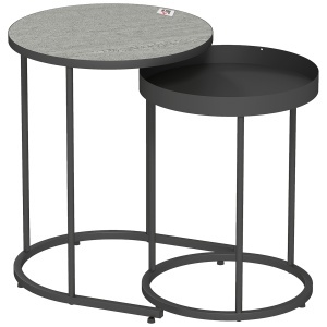 Set Rotund de Măsuțe de Cafea Stivuibile - Gri