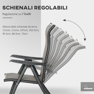 Set Scaune de Gradina 2 Piese din Ratan PE si Otel, Scaune Pliante pentru Exterior cu Spatar Reglabil in 7 Pozitii, Rosu si Negru - Img 5