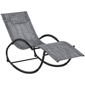 sezlong de Gradina Balansoar cu Gravitatie Zero, sezlong Impermeabil cu Tetiera, 155x61x88 cm, Gri