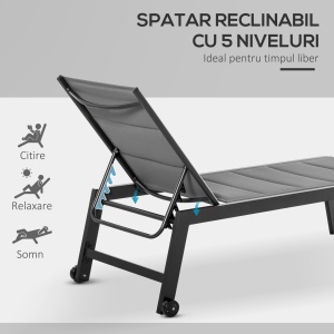 Sezlong de Gradina Reclinabil pe 5 Niveluri, cu Acoperire Captusita - Img 5