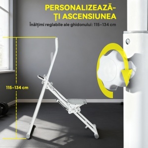 Stepper Vertical Pliabil cu Mâner Reglabil, Pedale Antiderapante și Monitor LCD, Alb - Img 4