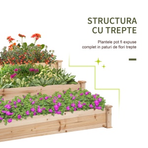 suport 3 rafturi lemn pentru plante, 120x120x56 cm - Img 4