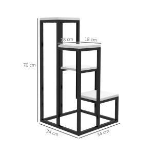 Suport de Flori pe 4 Niveluri, Raft de Colt pentru Plante, Suport pentru Ghivece, 34x34x70 cm, Negru - Img 3