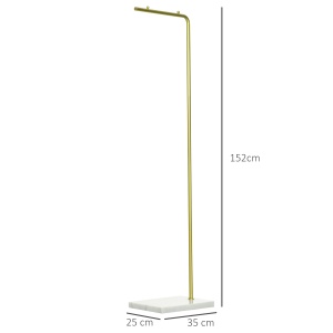 Suport de haina pentru intrare, dormitor si sufragerie din metal si marmura, 35x25x152 cm, auriu si alb - Img 3