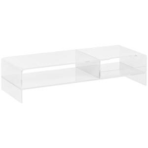 Suport Monitor cu 2 Rafturi Deschise, Suport Monitor PC 24" max din Acril, 50.8x19x12 cm, Transparent