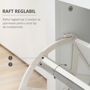 Suport Pantofi Modern – 16 Perechi, 2 Sertare & Raft Sticla - Img 5