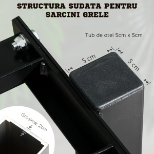 Suport pentru Gantere pe 2 Niveluri, Organizator Stabil de Depozitare a Greutăților, 92.5x50.5x80.5 cm, Negru - Img 4