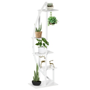Suport pentru plante cu 5 niveluri Scara in forma de jumatate de luna Suport pentru ghivece Raft pentru interior, exterior, camera de zi, studiu, balcon si dormitor - Img 1