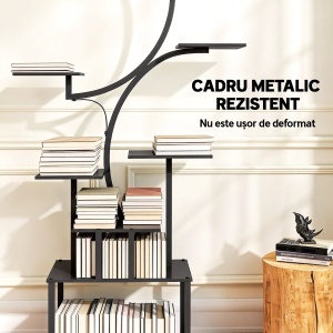 Suport pentru Plante cu 8 Rafturi în Formă de S, Suport Ghivece Metalic pentru Interior și Exterior, pentru Grădină, Balcon, Terasă, Cameră de Zi, 74x26x158,5 cm, Negru - Img 6