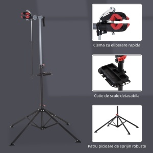 suport reparare bicicleta 75x75x100-160cm, negru - Img 6