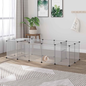 Țarc Modular pentru Animale de Talie Mică cu 20 de Panouri, 2 Uși și Accesorii, 175x70x45 cm, Negru - Img 2
