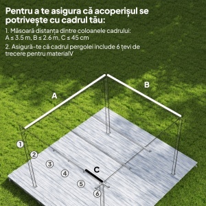 Tettuccio di Ricambio per Gazebo 3x3 m con 10 Fori di Drenaggio Grigio - Img 4