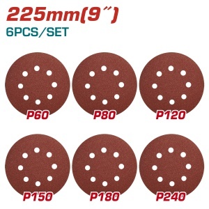 TOTAL - SET DISCURI HARTIE ABRAZIVA 225mm - P60,P80,P120,P150,P180,P240