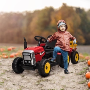 Tractor Electric Copii – 12 V cu Remorca, Muzica & Telecomanda - Img 2